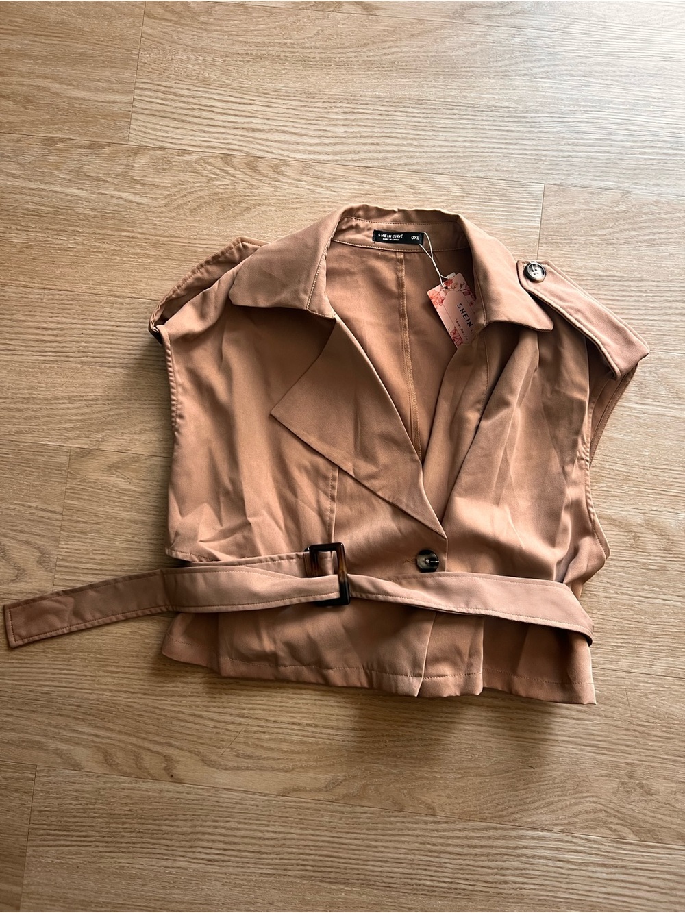 Sleeveless Trench Belted Vest - Brown
